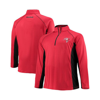 Men's Branded Red, Black Tampa Bay Buccaneers Big and Tall Polyester Quarter-Zip Raglan Jacket