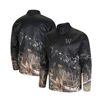 Men's Black, Realtree Camo Washington Huskies Creek Quarter-Zip Jacket
