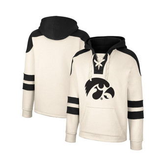 Men's Cream Iowa Hawkeyes Lace-Up 4.0 Vintage-Like Pullover Hoodie