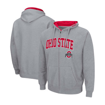 Men's Heather Gray Ohio State Buckeyes Arch Logo 3.0 Full-Zip Hoodie