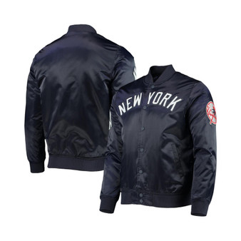Men's Navy New York Yankees Wordmark Satin Full-Snap Jacket