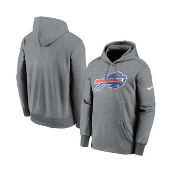 Men's Heathered Charcoal Buffalo Bills Fan Gear Primary Logo Therma Performance Pullover Hoodie