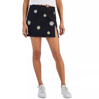 Juniors' Slit-Detail Ultra Mini Skirt, Created for Macy's