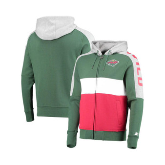 Men's Green, Red Minnesota Wild Playoffs Color Block Full-Zip Hoodie