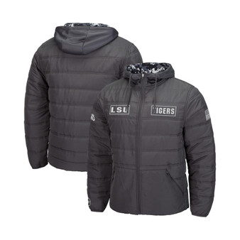 Men's Charcoal LSU Tigers OHT Military-Inspired Appreciation Digital Camo Detail Full-Zip Puffer Jacket