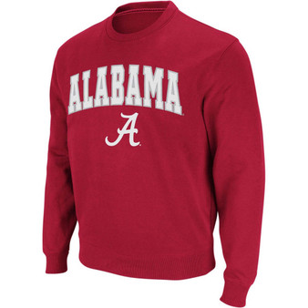 Men's Crimson Alabama Crimson Tide Arch Logo Crew Neck Sweatshirt