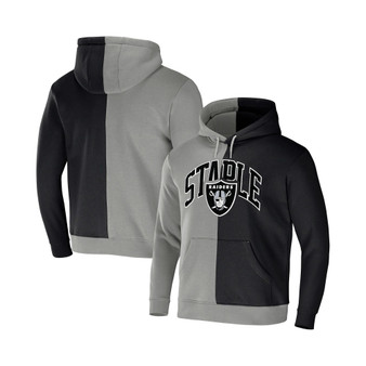 Men's NFL X Staple Gray, Black Las Vegas Raiders Split Logo Pullover Hoodie