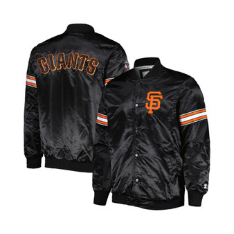 Men's Black San Francisco Giants Pick and Roll Satin Varsity Full-Snap Jacket