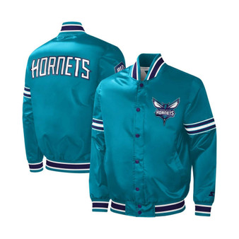 Men's Teal Charlotte Hornets Slider Satin Full-Snap Varsity Jacket