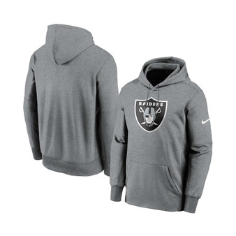 Men's Heathered Charcoal Las Vegas Raiders Fan Gear Primary Logo Therma Performance Pullover Hoodie