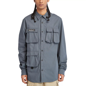 Men's Button-Front Four-Pocket Utility Overshirt