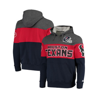 Men's Heathered Gray, Navy Houston Texans Extreme Fireballer Pullover Hoodie