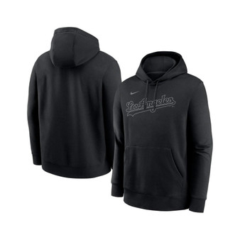 Men's Los Angeles Dodgers Pitch Black Wordmark Club Fleece Pullover Hoodie