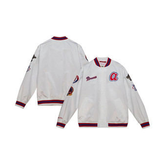 Men's White Atlanta Braves City Collection Satin Full-Snap Varsity Jacket