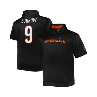 Men's Joe Burrow Black Cincinnati Bengals Big and Tall Short Sleeve Pullover Hoodie