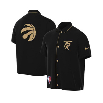 Men's Black, Gold Toronto Raptors 2021/22 City Edition Therma Flex Showtime Short Sleeve Full-Snap Collar Jacket