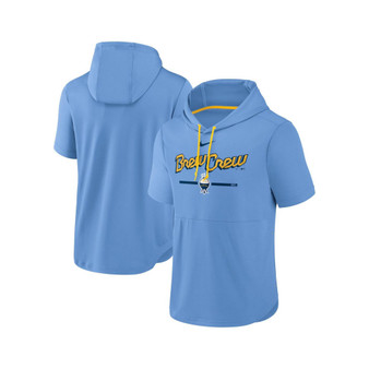 Men's Powder Blue Milwaukee Brewers City Connect Short Sleeve Pullover Hoodie