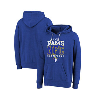 Men's Threads Royal Los Angeles Rams 2021 NFC Champions Get Big Pullover Hoodie