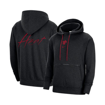Men's Heather Black Miami Heat Courtside Versus Flight Pullover Hoodie