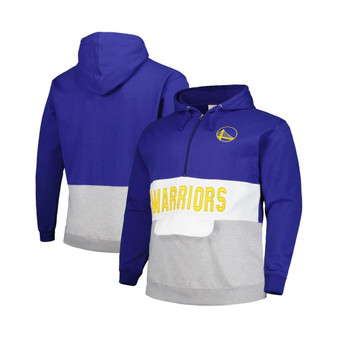 Men's Branded Royal Golden State Warriors Big and Tall Anorak Half-Zip Hoodie