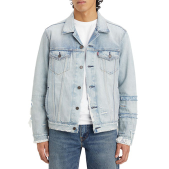 Men's Premium Standard-Fit Destroyed Trucker Jacket