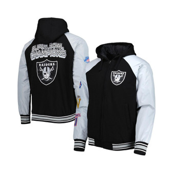 Men's Black Las Vegas Raiders Defender Raglan Full-Zip Hoodie Varsity Jacket