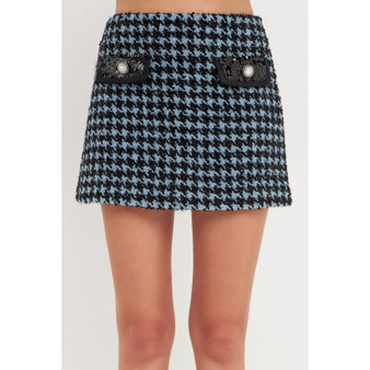 Women's Houndstooth Tweed Mini Skirt
