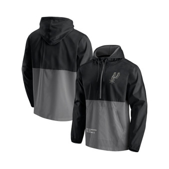 Men's Branded Black, Gray San Antonio Spurs Anorak Block Party Windbreaker Half-Zip Hoodie Jacket