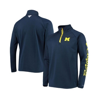 Men's Navy Michigan Wolverines Terminal Tackle Fleece Raglan Omni-Shade Quarter-Zip Jacket