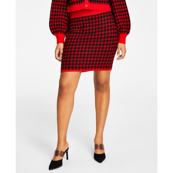 Women's Checkered Sweater Skirt, Created for Macy's