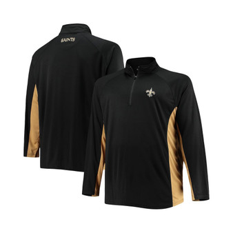 Men's Branded Black, Gold New Orleans Saints Big and Tall Polyester Quarter-Zip Raglan Jacket