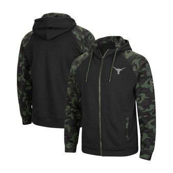 Men's Black, Camo Texas Longhorns OHT Military-Inspired Appreciation Raglan Full-Zip Hoodie
