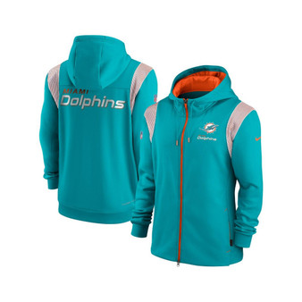 Men's Aqua Miami Dolphins Performance Sideline Lockup Full-Zip Hoodie