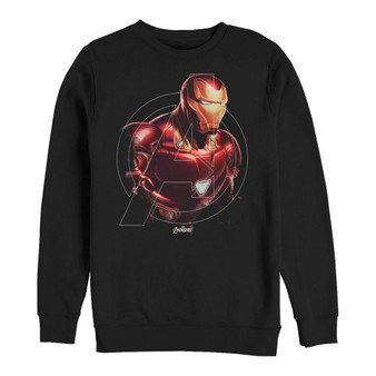 Marvel Men's Avengers Endgame Iron Man Centered Logo, Crewneck Fleece