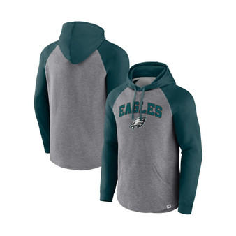 Men's Branded Heathered Gray, Midnight Green Philadelphia Eagles By Design Raglan Pullover Hoodie