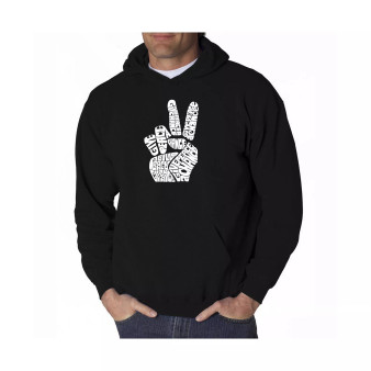 Men's Word Art Hooded Sweatshirt - Peace Fingers