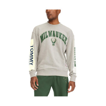 Men's Gray Milwaukee Bucks James Patch Pullover Sweatshirt
