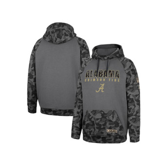 Men's Charcoal Alabama Crimson Tide OHT Military-Inspired Appreciation Camo Stack Raglan Pullover Hoodie