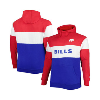 Men's Royal Buffalo Bills Big and Tall Throwback Colorblock Fleece Raglan Pullover Hoodie