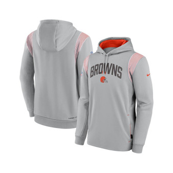 Men's Gray Cleveland Browns Sideline Athletic Stack Performance Pullover Hoodie