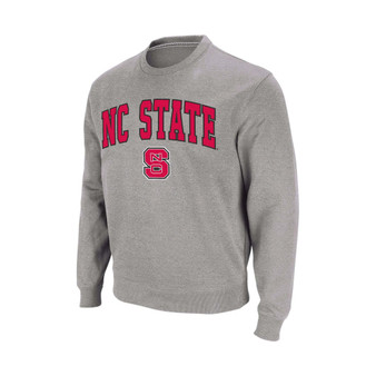 Men's Heather Gray NC State Wolfpack Arch Logo Crew Neck Sweatshirt
