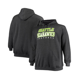 Men's Branded Heathered Charcoal Seattle Seahawks Big and Tall Practice Pullover Hoodie