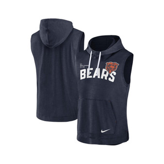 Men's Heather Navy Chicago Bears Sleeveless Pullover Hoodie