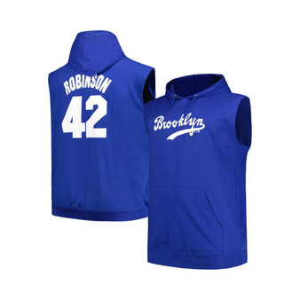 Men's Branded Jackie Robinson Royal Brooklyn Dodgers Name and Number Muscle Big and Tall Tank Hoodie