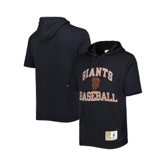 Men's Black San Francisco Giants Cooperstown Collection Washed Fleece Pullover Short Sleeve Hoodie