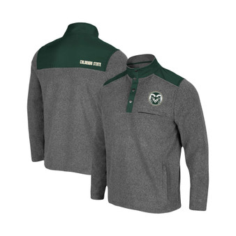 Men's Heathered Charcoal, Green Colorado State Rams Huff Snap Pullover