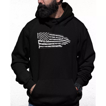 Men's Pledge of Allegiance Flag Word Art Hooded Sweatshirt