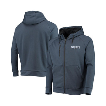 Men's Navy New England Patriots Shag Tri-Blend Full-Zip Raglan Hoodie