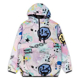 Men's Big and Tall Punk Smiley Face Anorak Hooded Jacket
