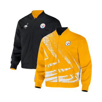 Men's NFL X Staple Yellow Pittsburgh Steelers Embroidered Reversable Nylon Jacket